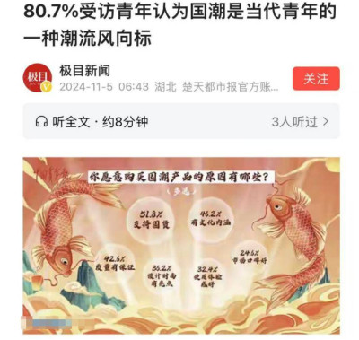 今年雙11，8成年輕人青睞國潮